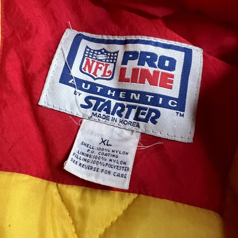 Vintage Kansas City Chiefs Starter NFL Pro Line Puffer Jacket Red Mens XL Hooded